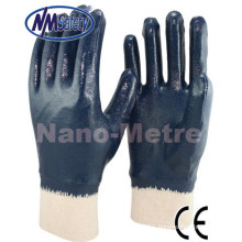 NMSAFETY blue nitrile full dipped work glove Jersey liner cotton coated nitrile glove